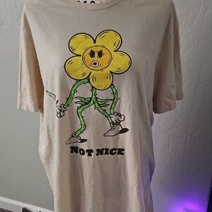Graphic Tee with Flower Design